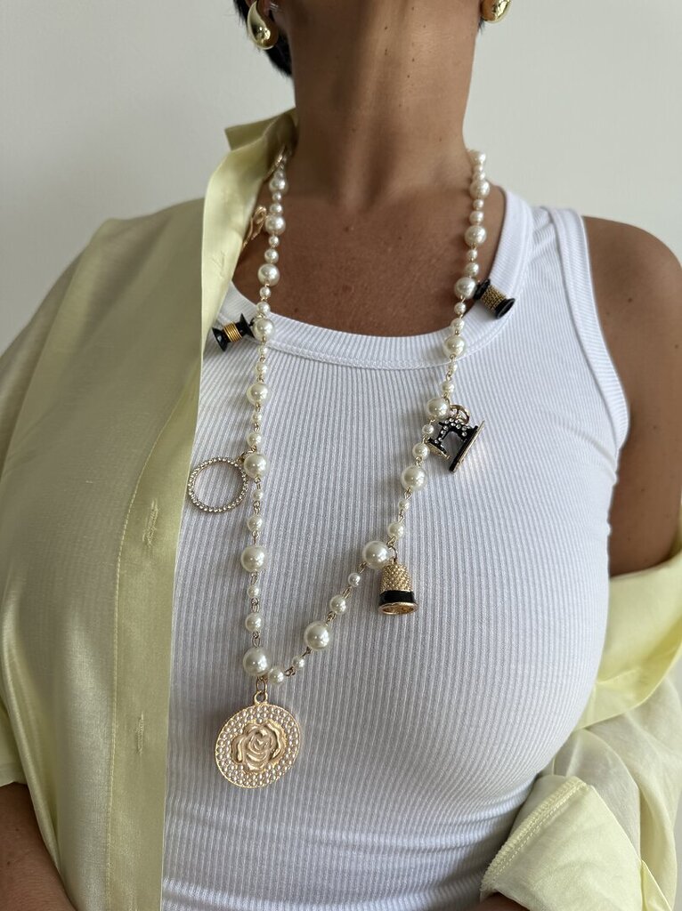 Collana lunga perle taglio&cucito 