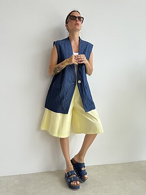 Set Gilet gessato denim