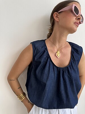Blusa giromanica denim