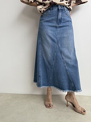 Gonna denim sfrangiato