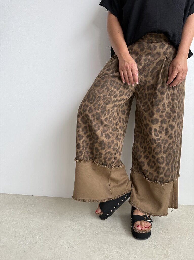 Panta denim maculato risvoltone 