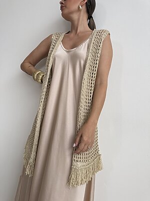 Gilet traforo lurex oro