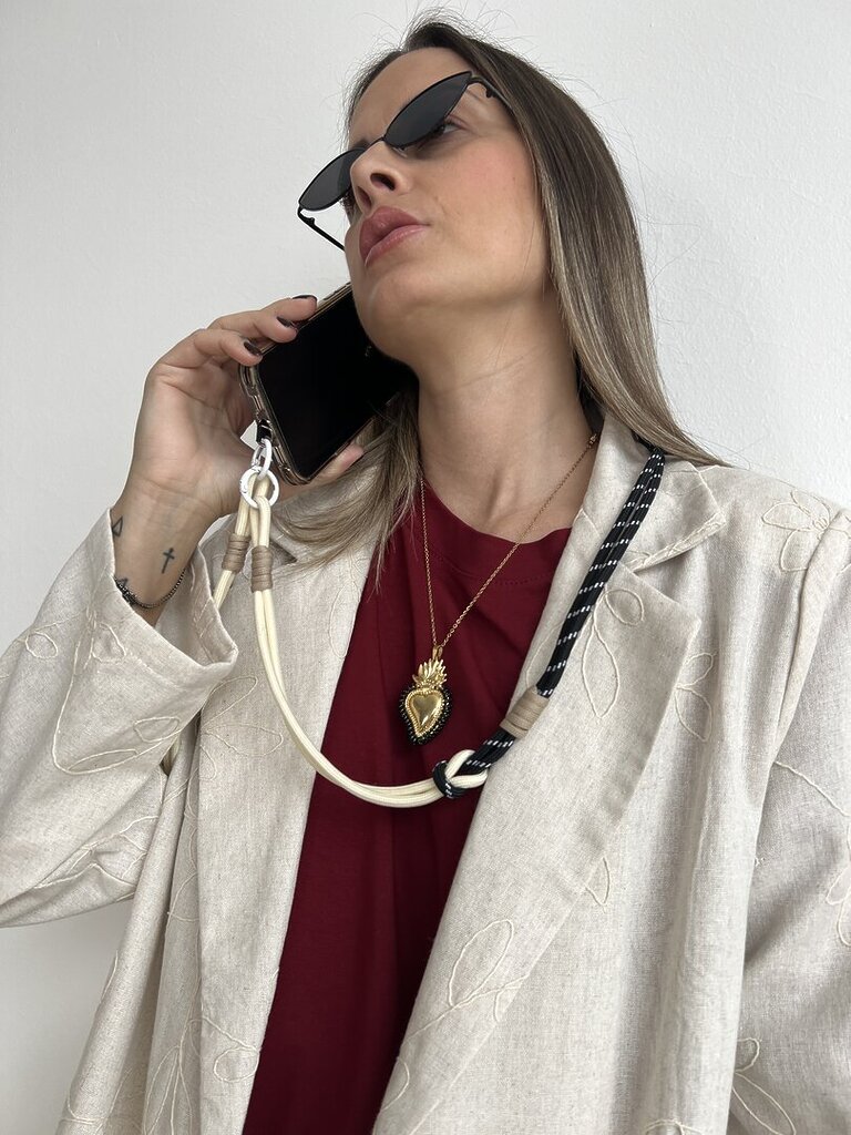 Cordino cellulare panna nero 