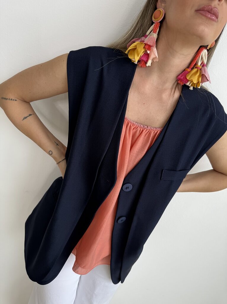 Gilet 2 bottoni doppio - Blu 