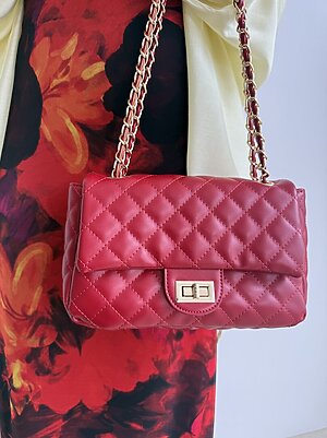 Borsa PARIS trapunto large rosso