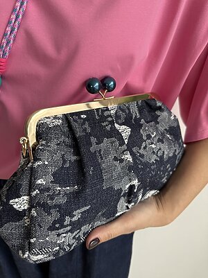 Bag clicclac ricamo denim