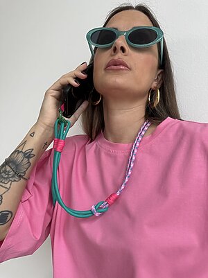 Cordino cellulare turchese rosa