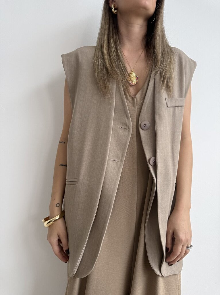 Gilet 2 bottoni doppio - Beige 