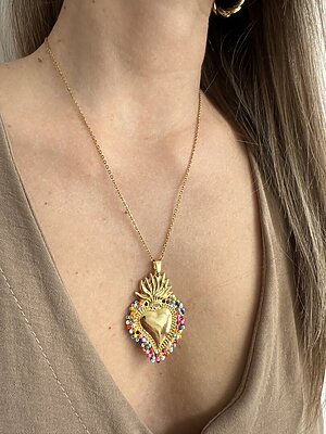 Collana oro One Cuore multicolore