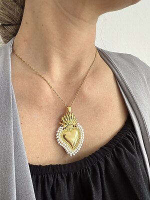 Collana oro One Cuore bianco