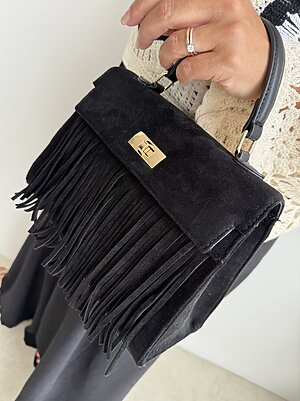 Bag frangette suede nero