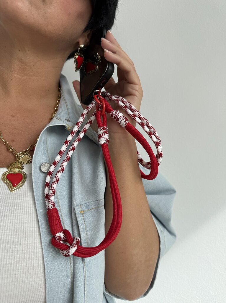 Cordino cellulare rosso bianco 