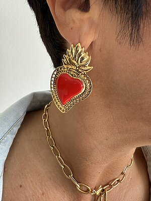 Orecchino fiamma cuore red
