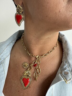Collana fiamma cuore red
