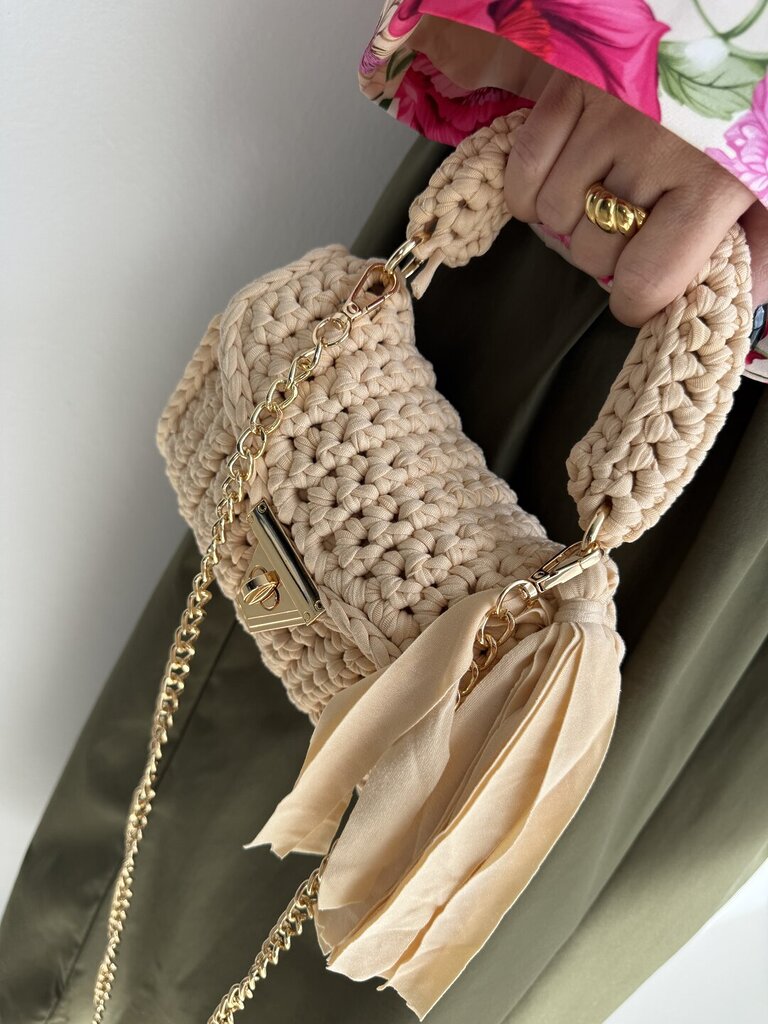 Bag Crochet manico patta crema 
