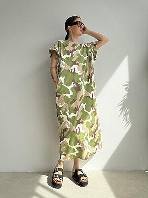 Abito cotone fantasia camouflage