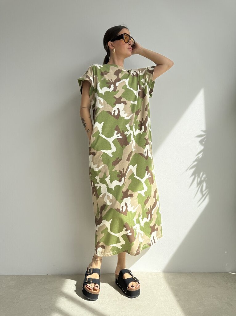 Abito cotone fantasia camouflage 