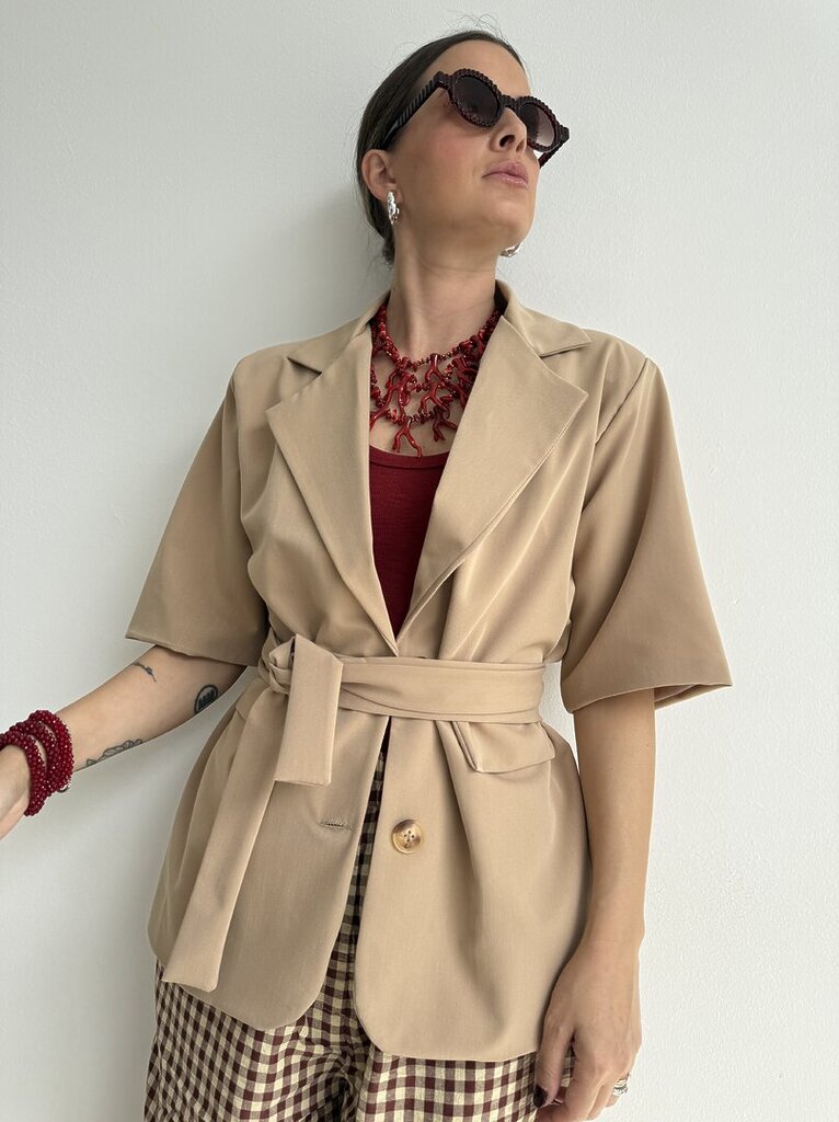 Blazer manica corta - cammello 