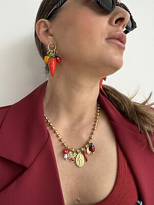 Collana coccinella funghetto corno