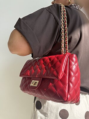 Borsa PARIS trapunto large rosso