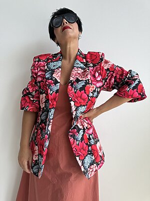 Blazer flowers cintura