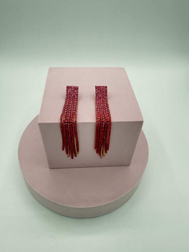 Orecchino pendente filo strass fuxia 