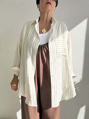 Camicia gessato LINO