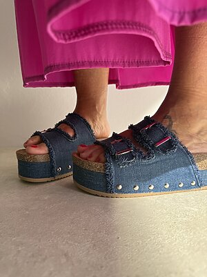 Ciabatta alta jeans scuro