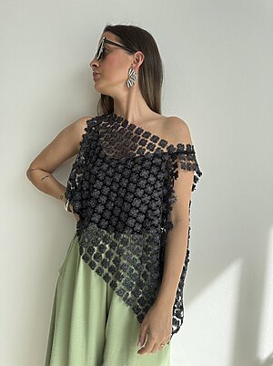 Top traforato quadrifoglio lurex