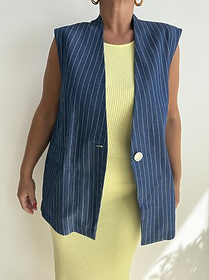 Set Gilet gessato denim