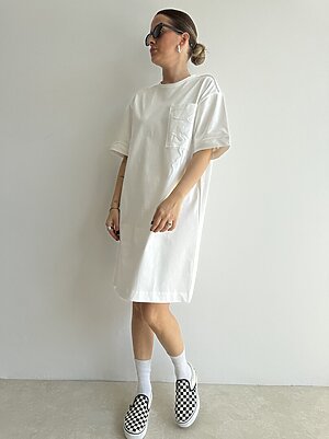 Dress cotton tasca perline