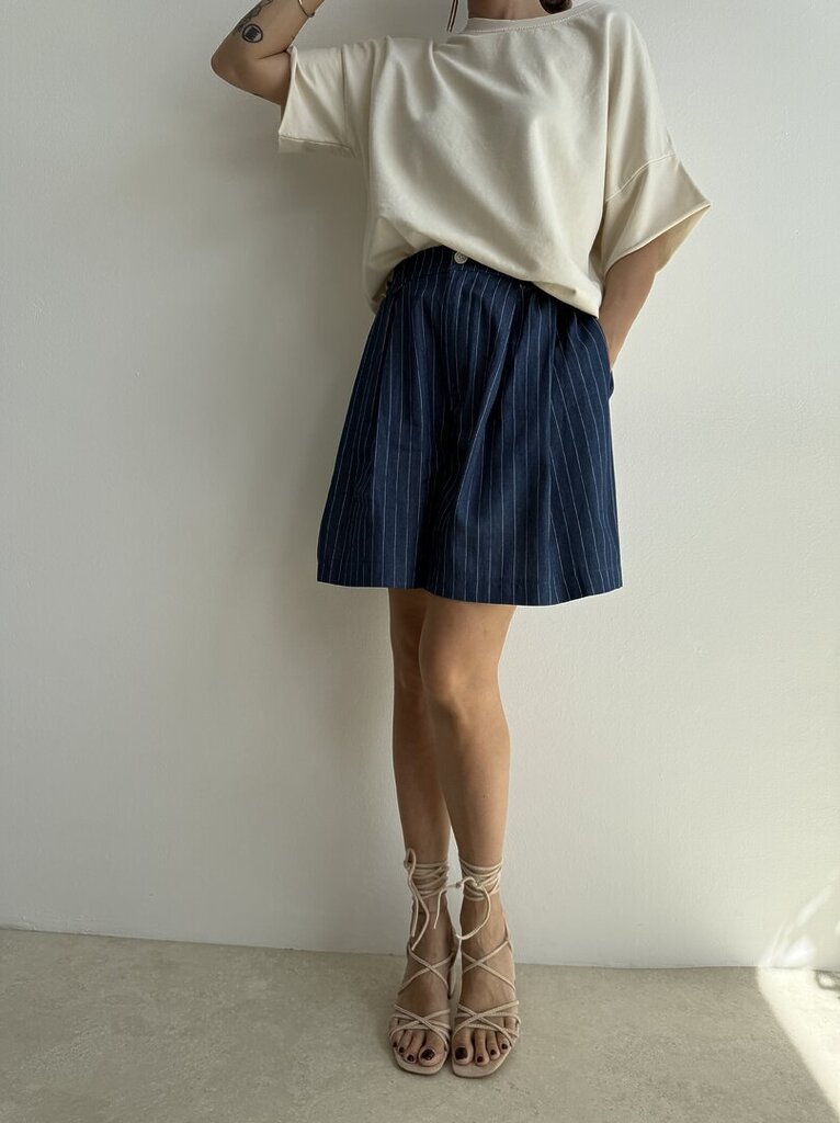 Set Shorts gessato denim 
