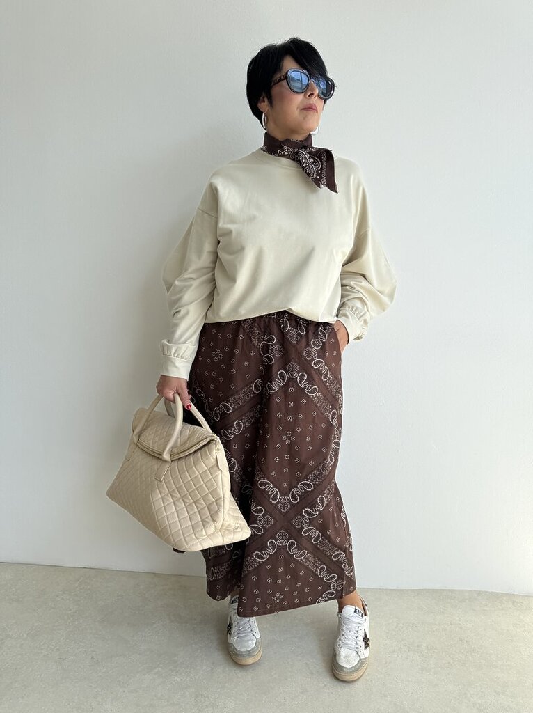 Panta gonna culotte paisley - cioccolato 