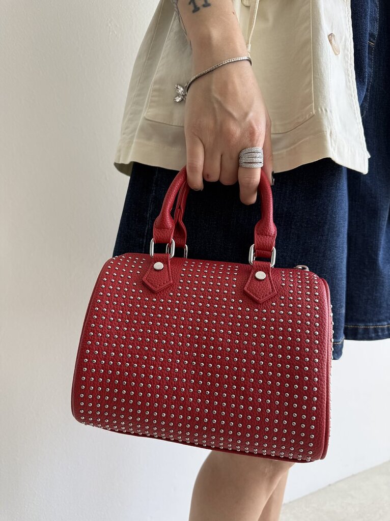Bauletto micro borchie rosso 