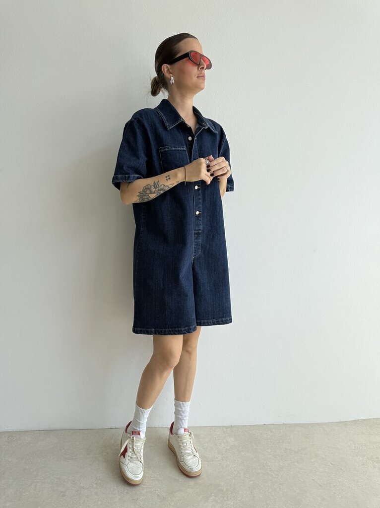 Salopette corta denim 