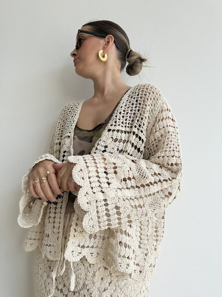 Cardigan crochet ecrù 