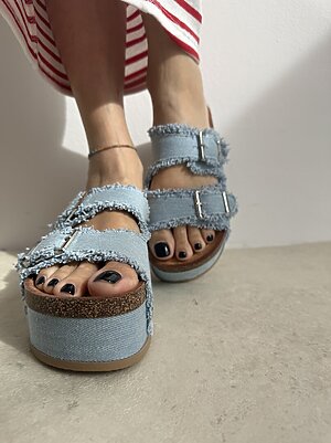 Ciabatta alta jeans chiaro