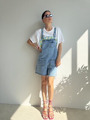 Salopette corta denim