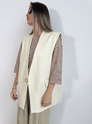 Gilet trama spilla oro - avorio