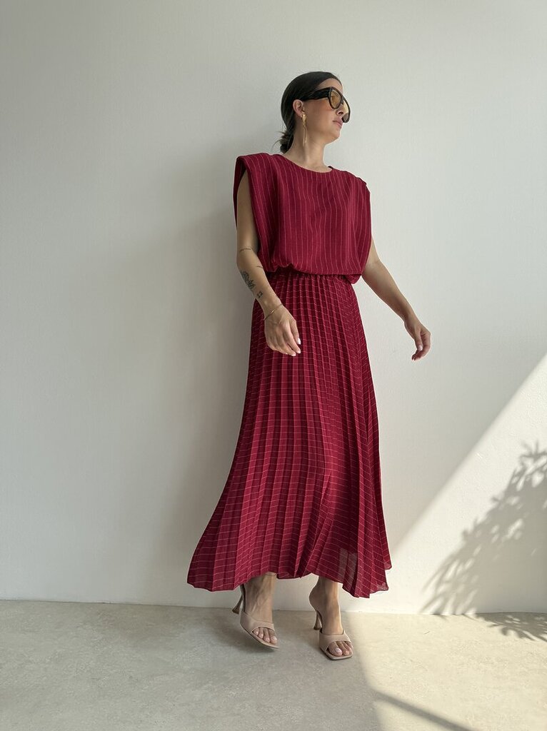 Set LOLA gonna e blusa gessato - Bordeaux 