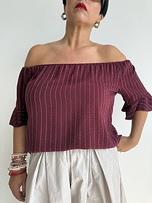 Blusa gessato scollo barca