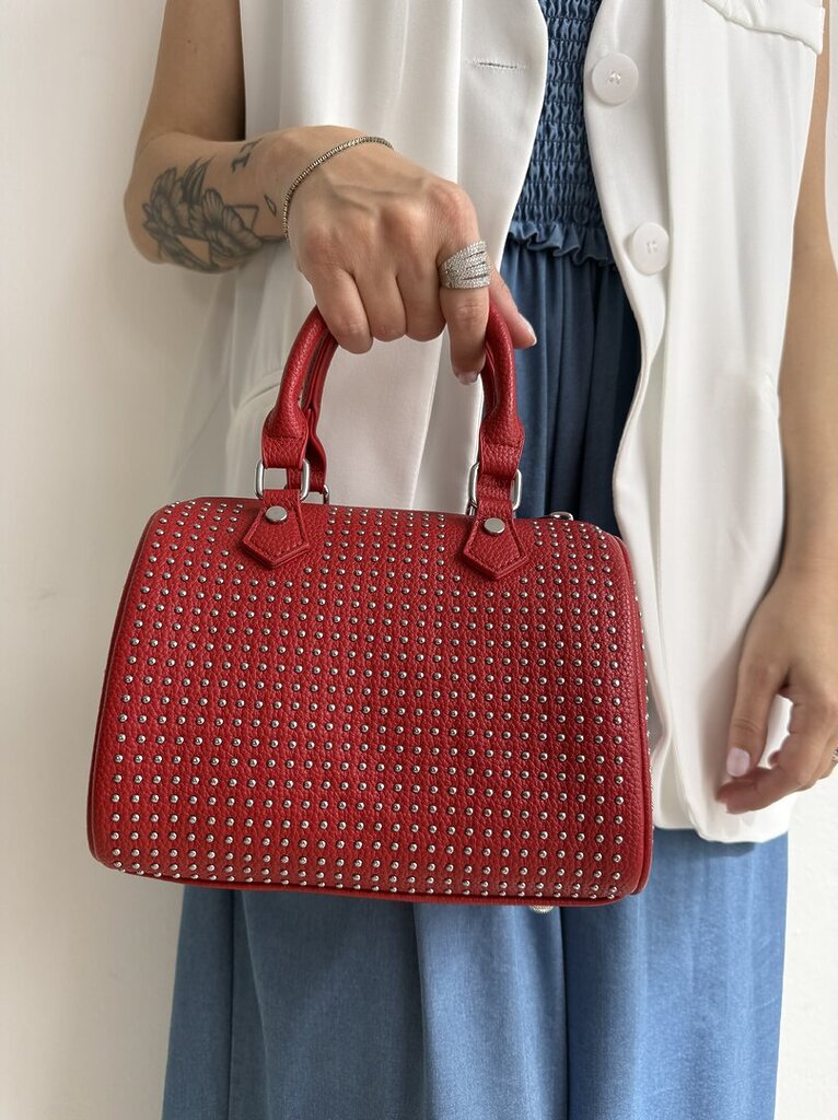 Bauletto micro borchie rosso 